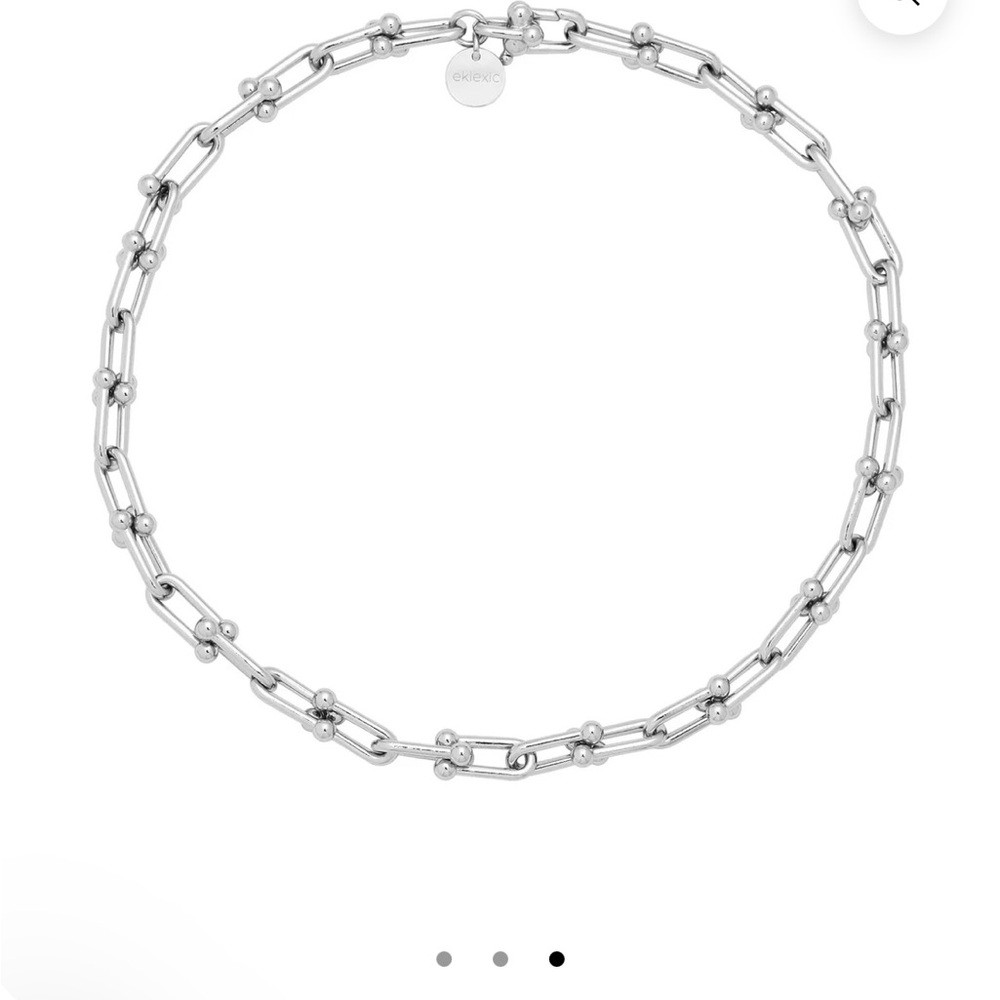 Women’s 16 inch MARGAUX necklace by EKLEXIC in rhodium silver.